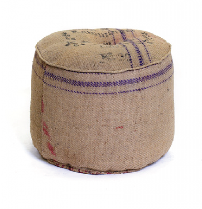 Vintage Sack Burlap Pouf - Burlap Ottoman (768x1024), Png Download