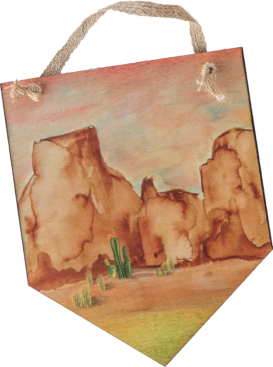 Watercolor Desert Scene - Bag (900x1209), Png Download
