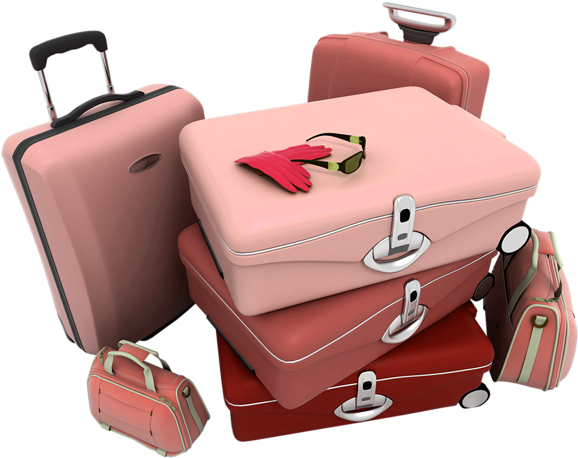 Bag Clipart Pink Suitcase - Transparent Suitcase Pink Clipart (600x485), Png Download