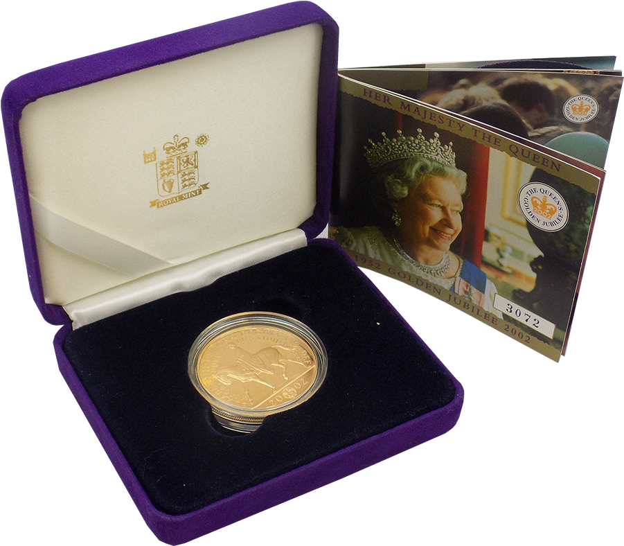 Pre-owned 2002 Uk Golden Jubilee Gold Proof Crown - Eye Shadow (900x900), Png Download