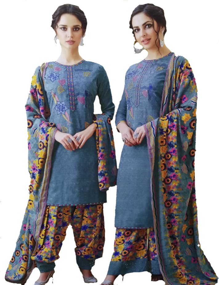 Wollen Salwar Suit Dress Material Royal Patiyala With - Silk (800x926), Png Download