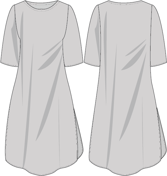 Flat Sketches - Gown (770x586), Png Download