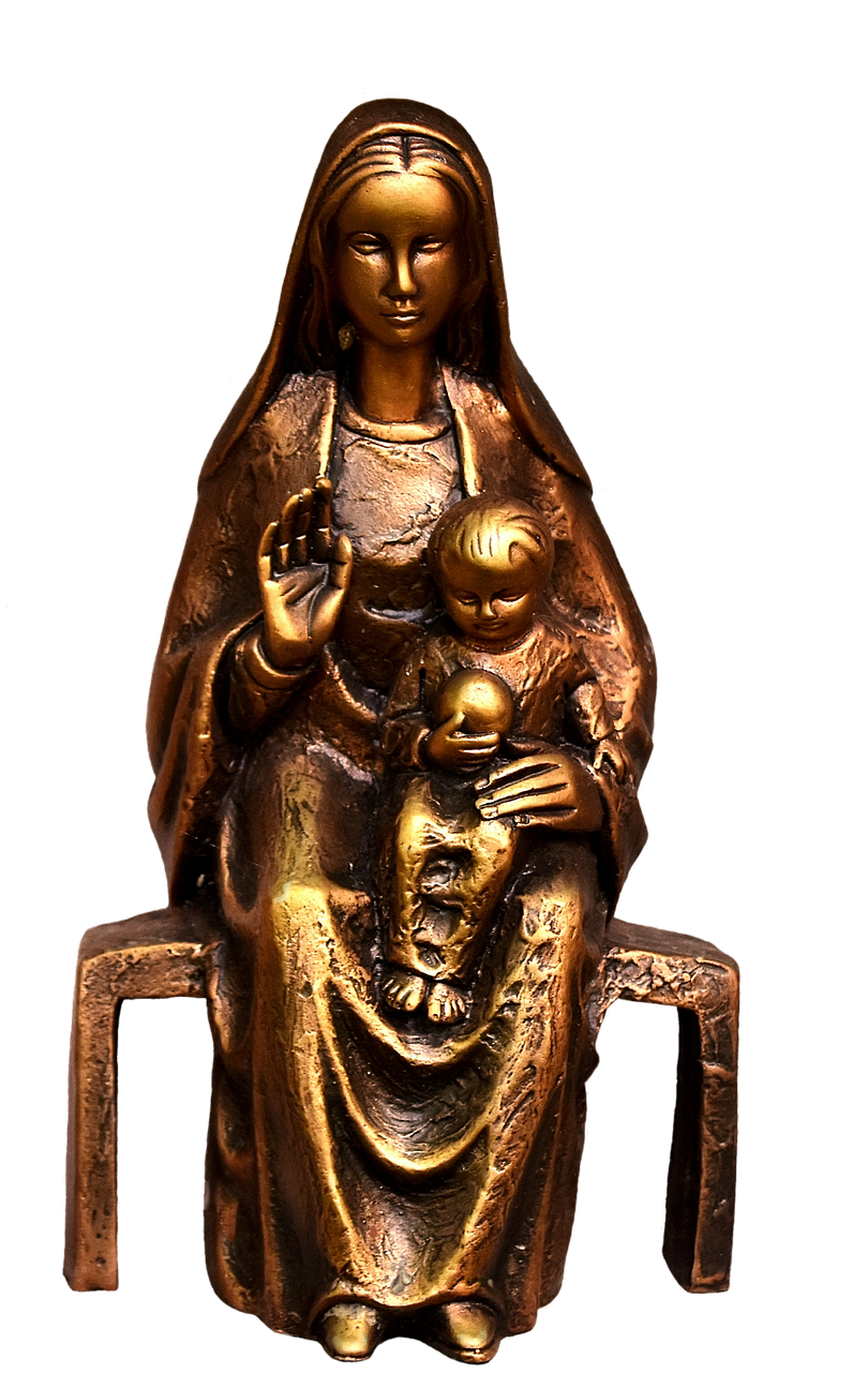 Jesus With Mother Mary - Statue (999x1280), Png Download