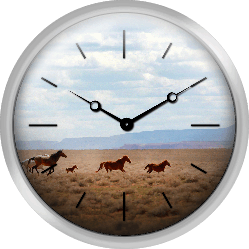 Wild Horses Navajo Nation Indian Reservation Usa - Red Wall Clock For Christmas Transparents (992x992), Png Download