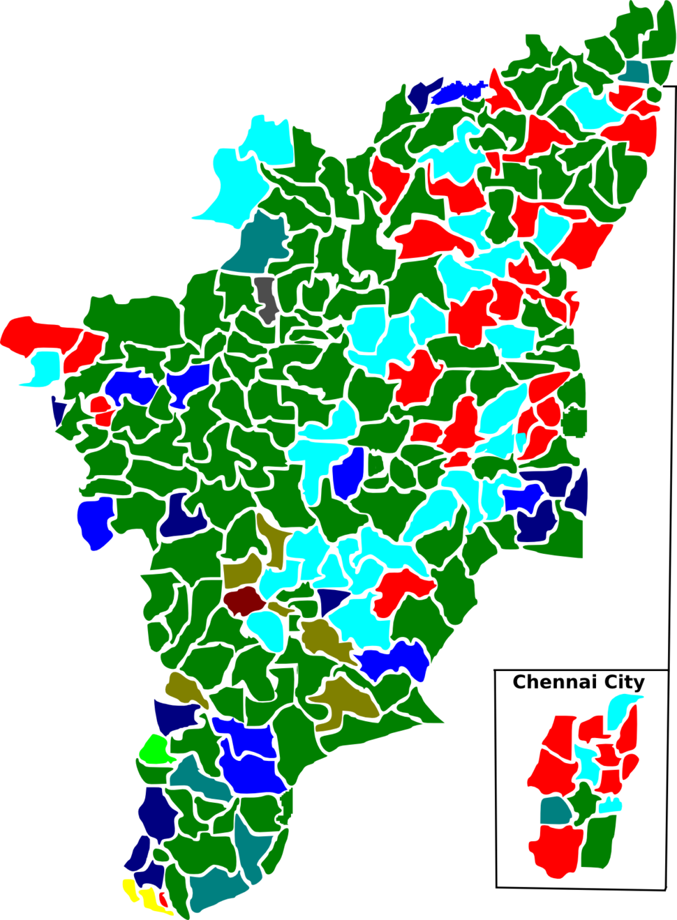 1980 Tamil Nadu Legislative Election Map By Parties - Tamil Nadu Mla Constituency Map (970x1319), Png Download
