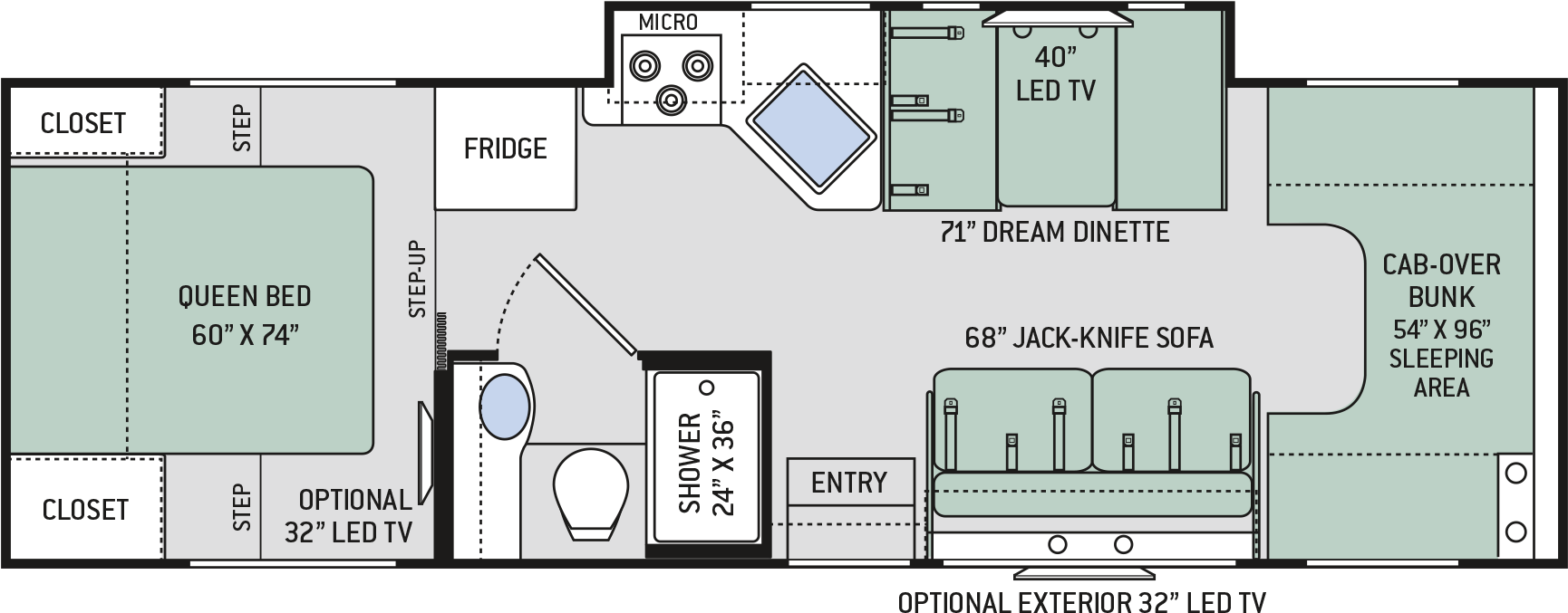 2018 Chateau 28z Floor Plan - 2017 Thor Four Winds 28z (1961x800), Png Download
