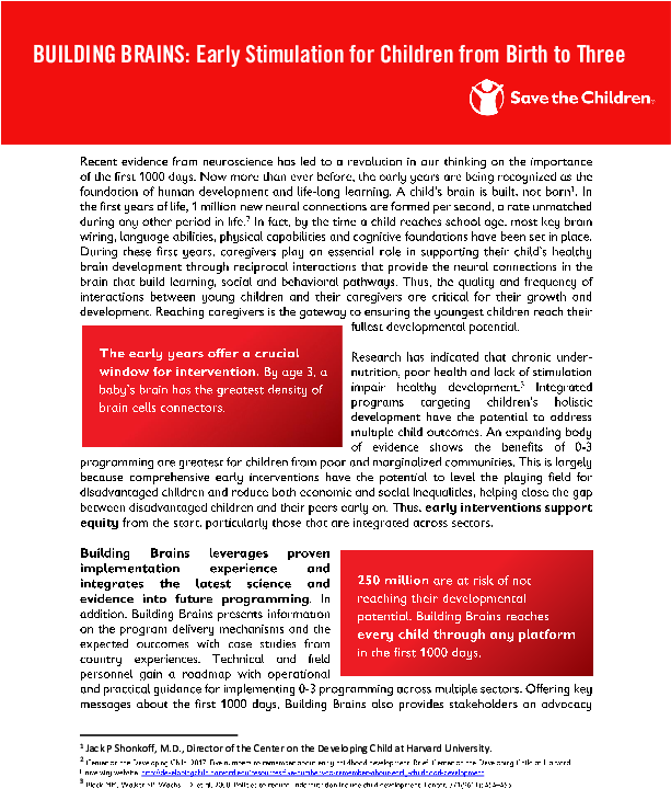 Early Stimulation For Children From Birth To Three - Save The Children (612x792), Png Download