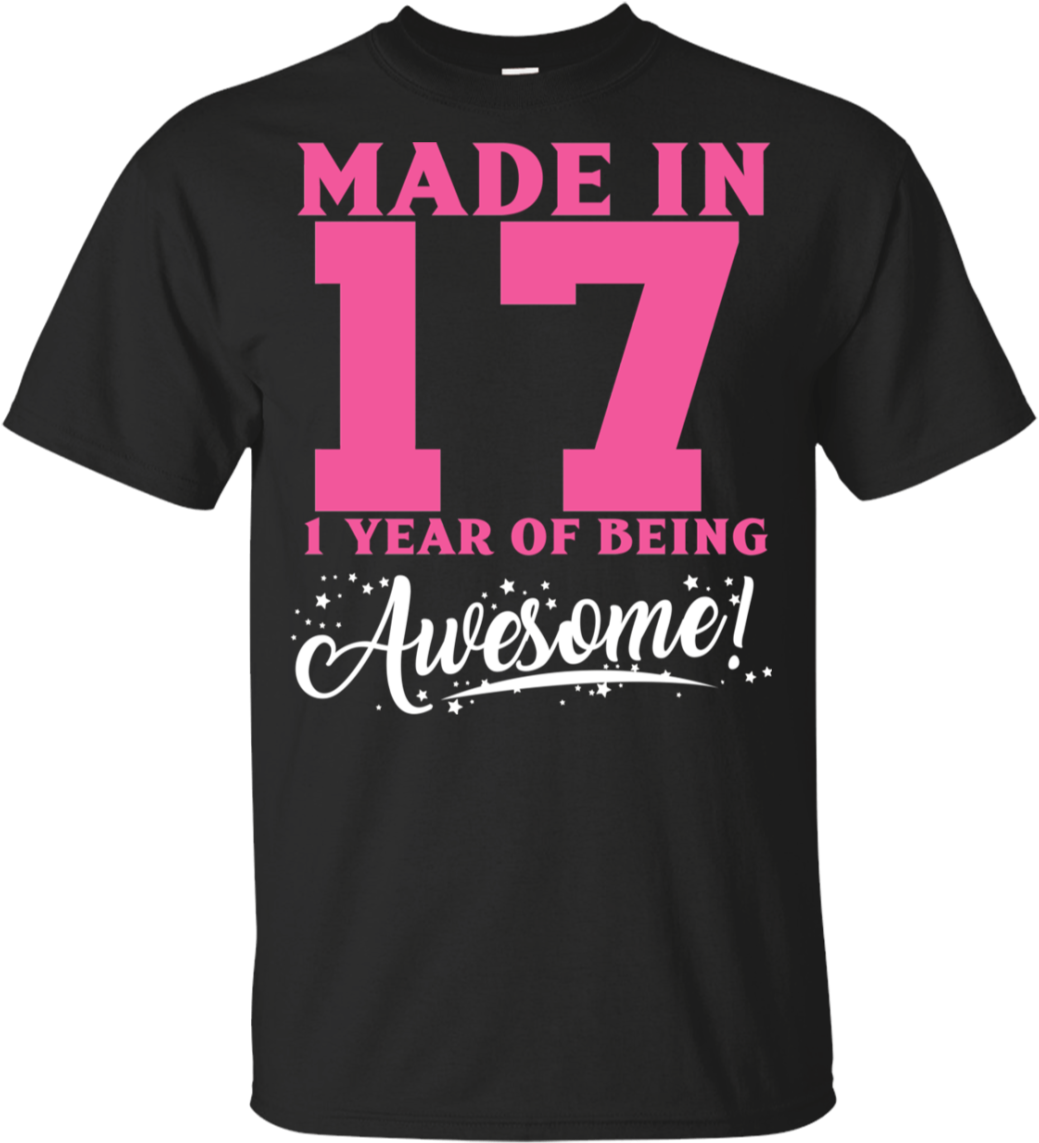 Made In 2017 Awesome 1st Birthday Pink Girl Kid T-shirt - Active Shirt (1155x1155), Png Download