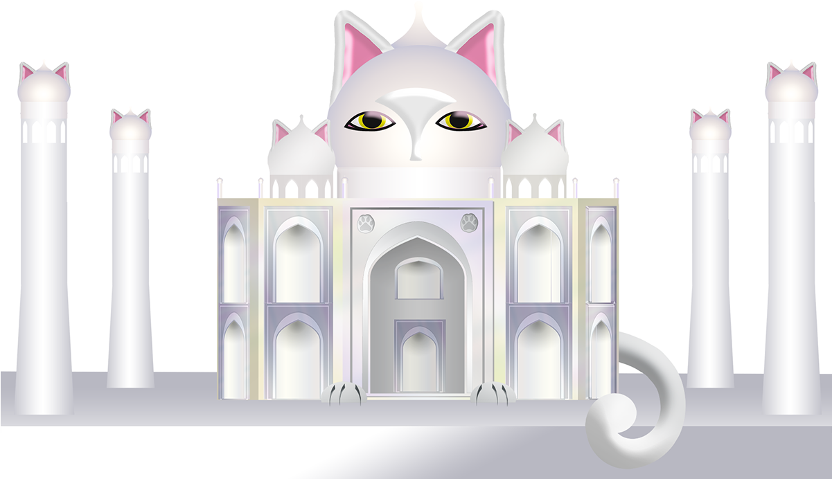 Ninjacat Visits The Taj Mahal - Cat (1200x840), Png Download