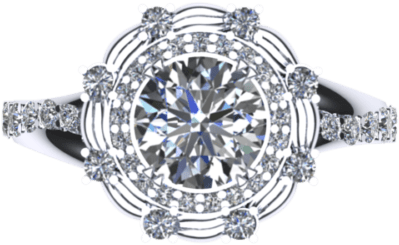 Sunflower Diamond Shank - Engagement Ring (1600x900), Png Download