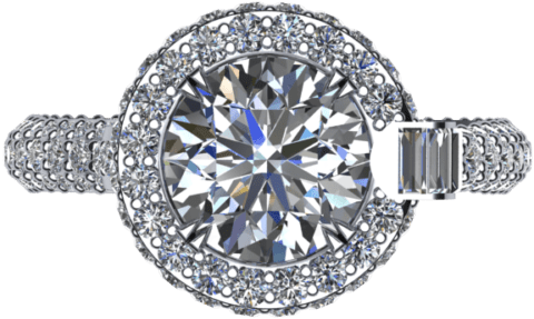Classic Round Halo Engagement Ring - Engagement Ring (1600x900), Png Download