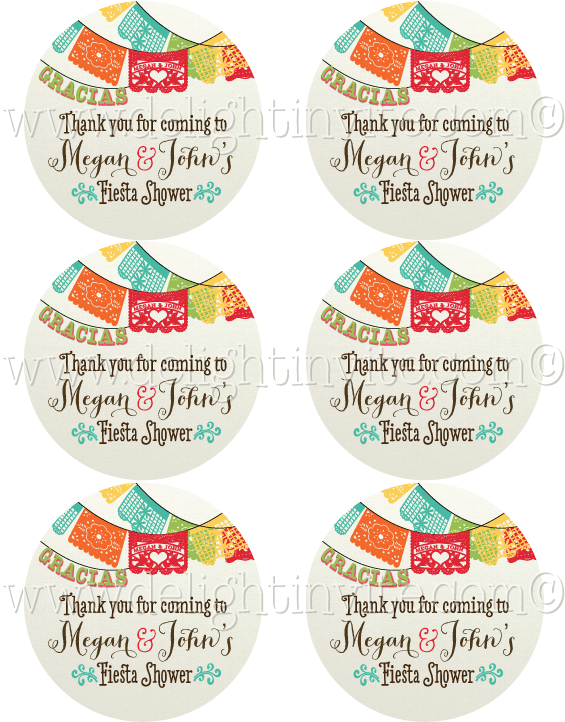 Mexican Fiesta Bridal Shower Sticker Tag - Label (614x794), Png Download