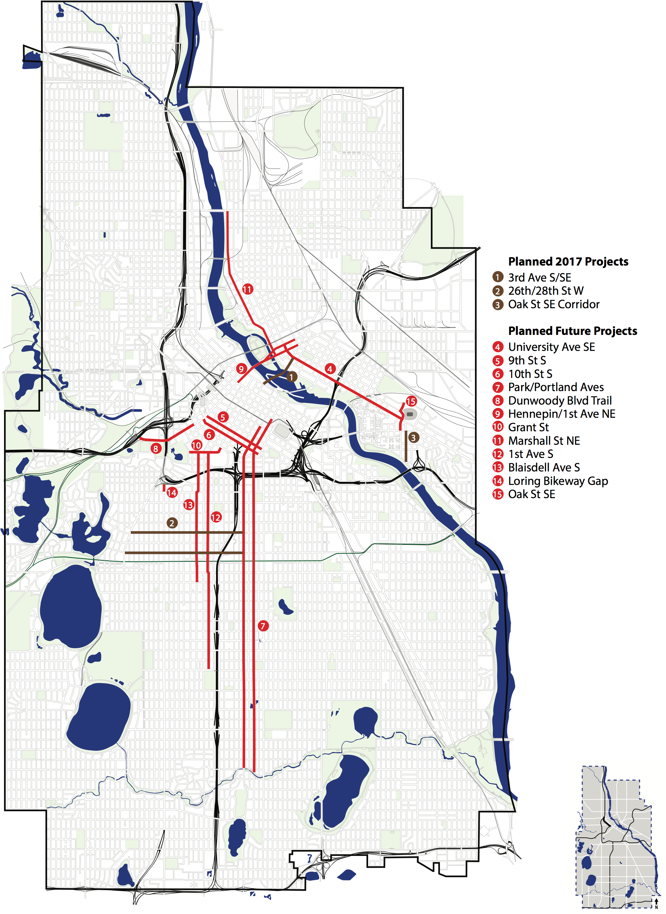 Bikeways Map - Minneapolis (2175x3003), Png Download
