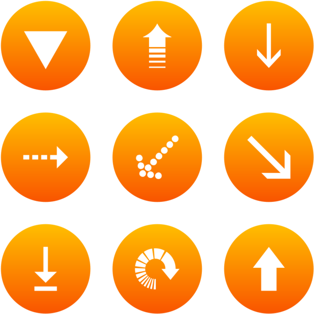 Classic Arrows Icon In Style Flat Circle White On Orange - Circle (660x660), Png Download