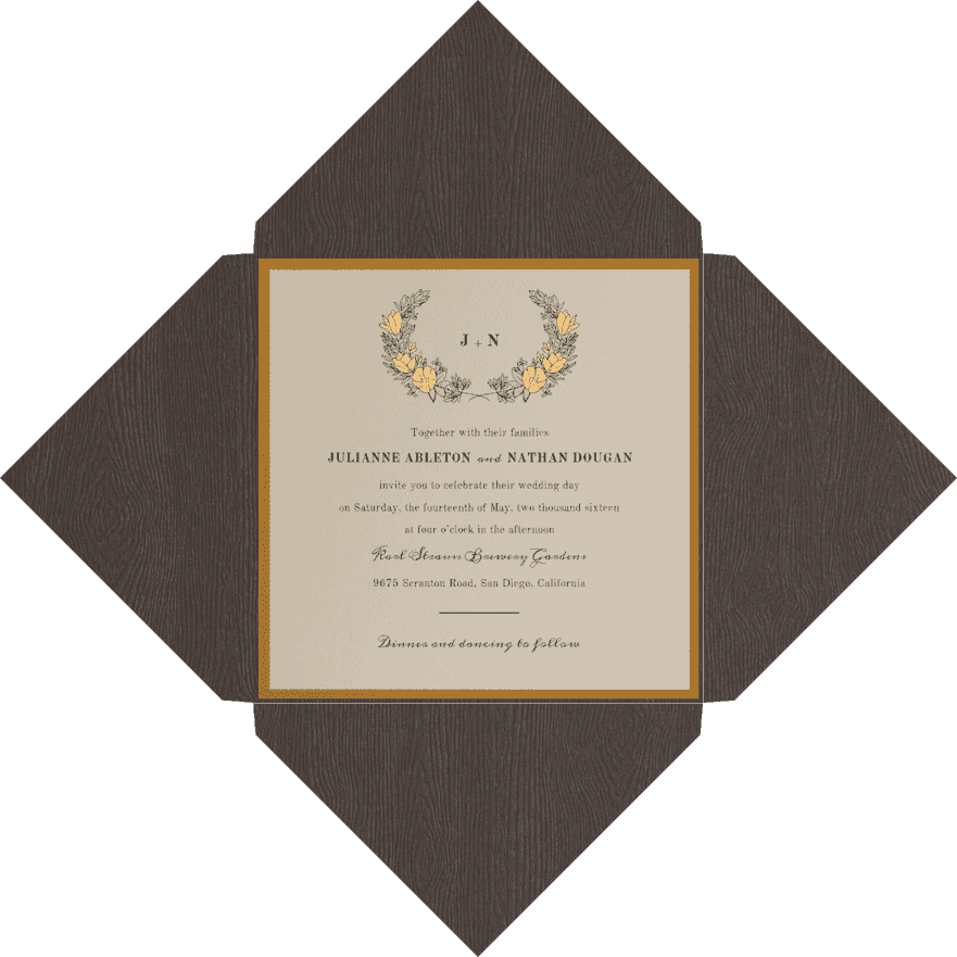 Flower Crown Wedding Invitation - 45th Infantry Division (881x881), Png Download