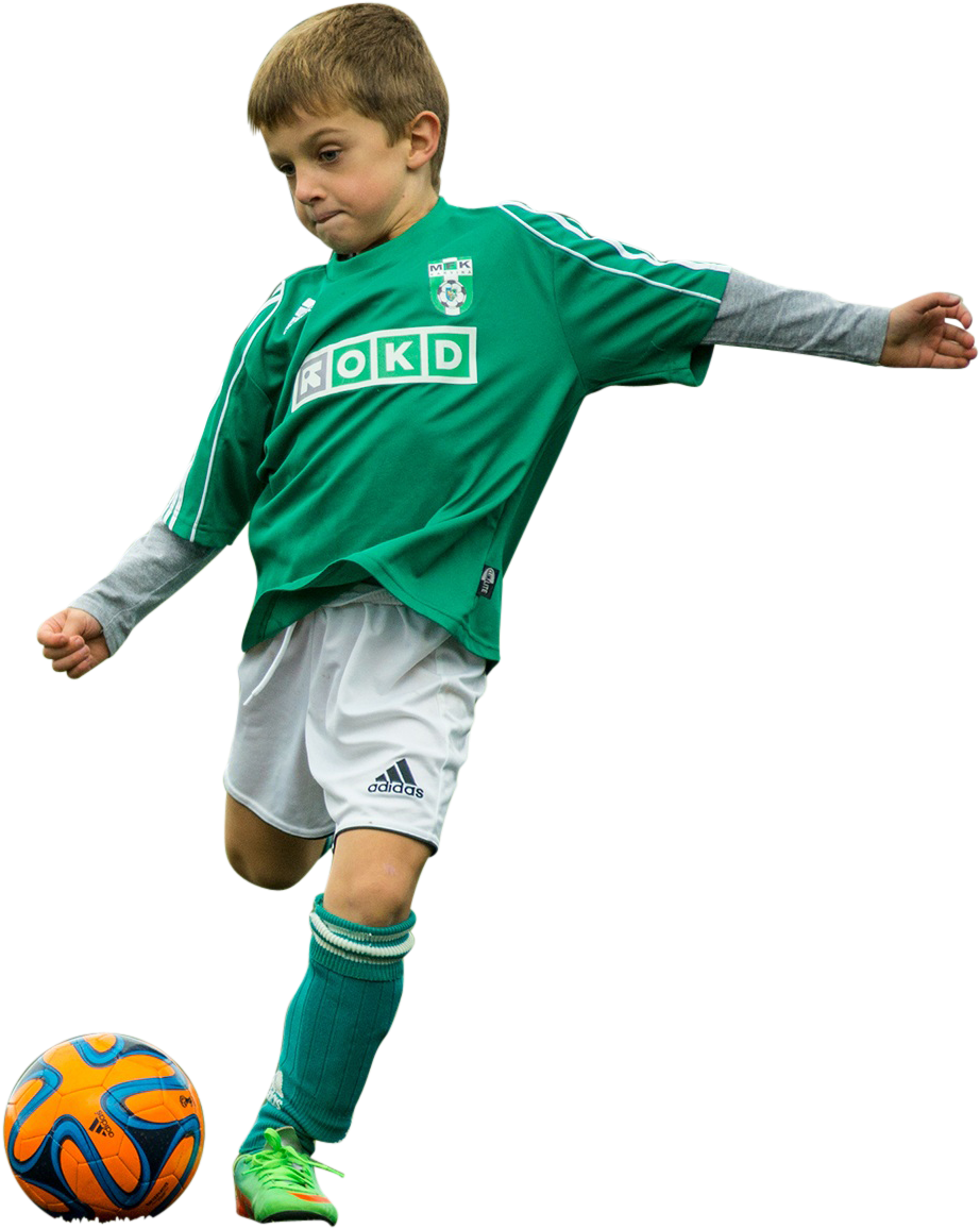 Little Boy Play With Football - Kid Kicking Soccer Ball (1920x1542), Png Download