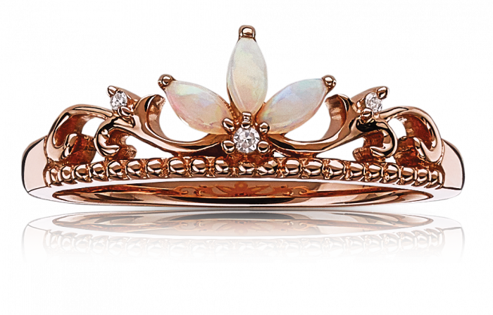 Opal & Diamond Princess Crown Tiara Ring - Tiara (700x447), Png Download