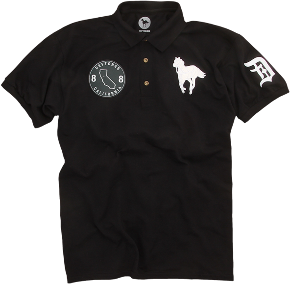 Embroidered Polo Pony - Black T Shirt With White Logo (600x600), Png Download