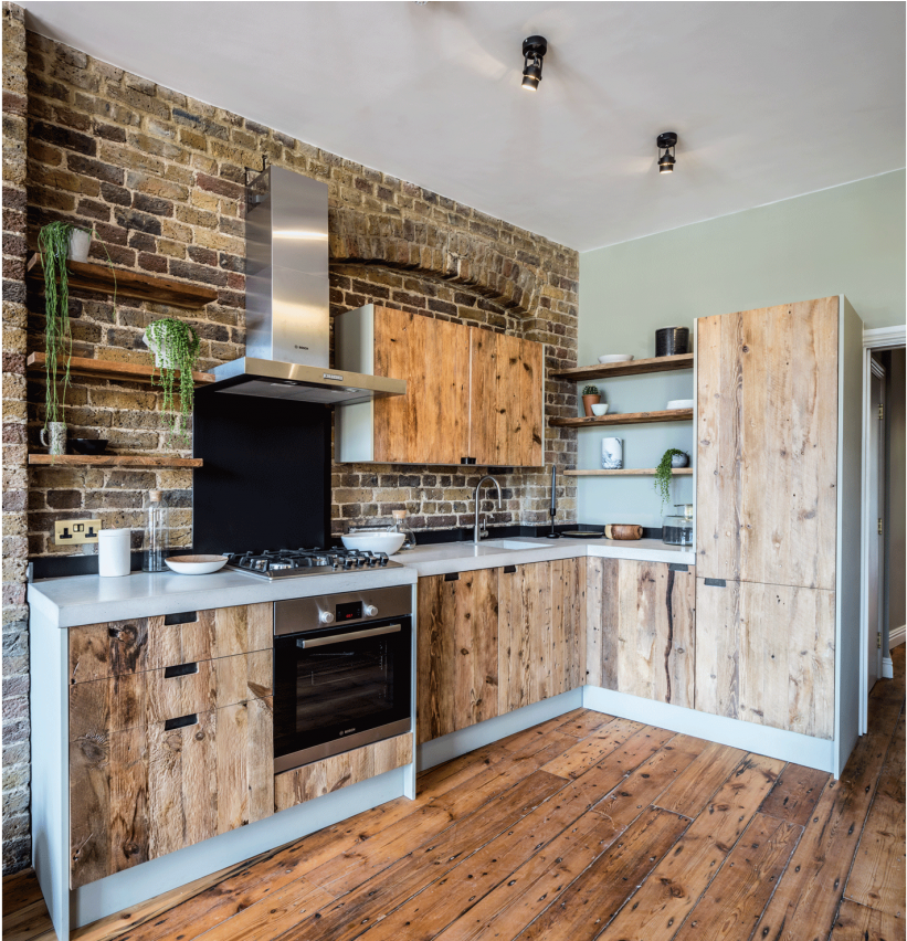 Raw Wood Furniture Kitchen (1140x851), Png Download