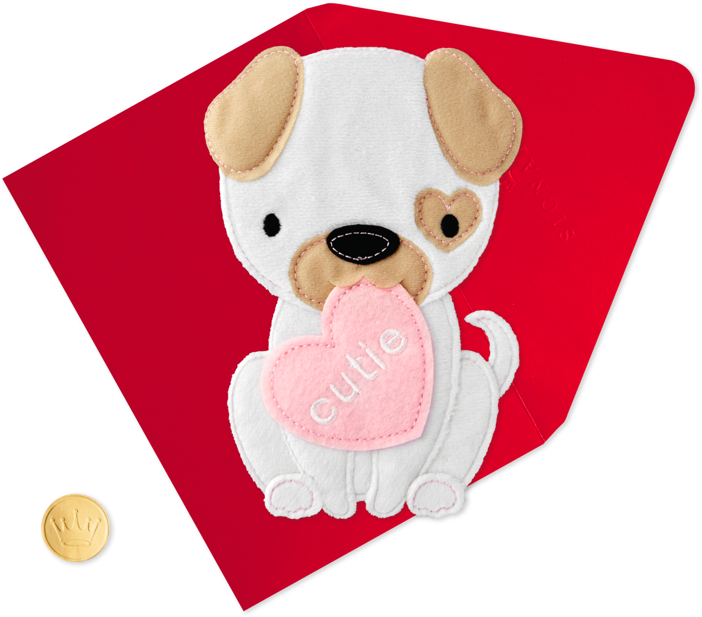 Cute Puppy Valentine's Day Card For Child - Cartoon (1470x1470), Png Download