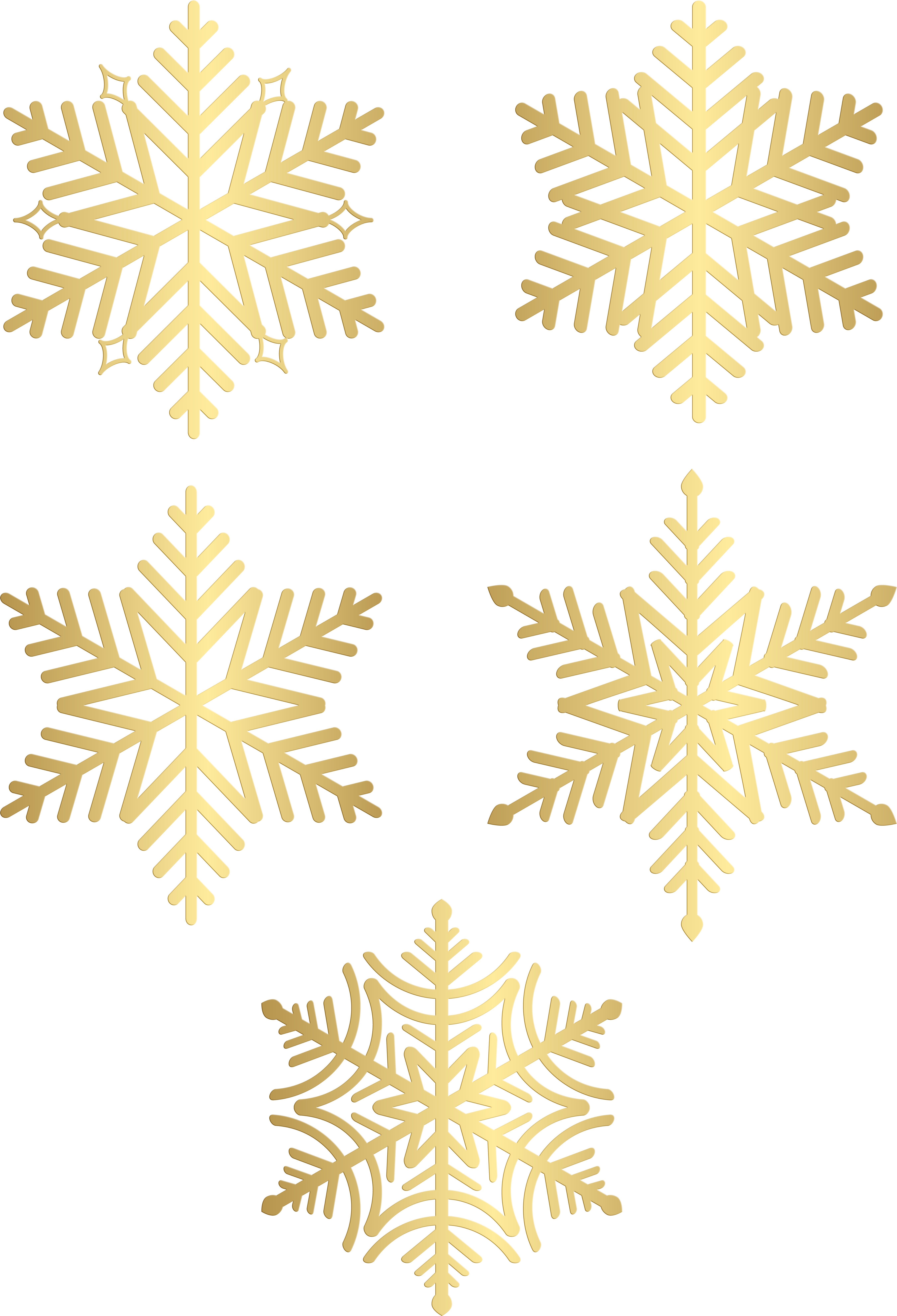 Snowflakes Gold Clip Art Deco Image - Motif (5496x8000), Png Download