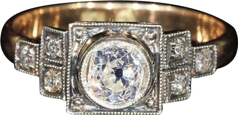 818 X 818 2 - Gold Diamond Art Deco Ring (818x818), Png Download