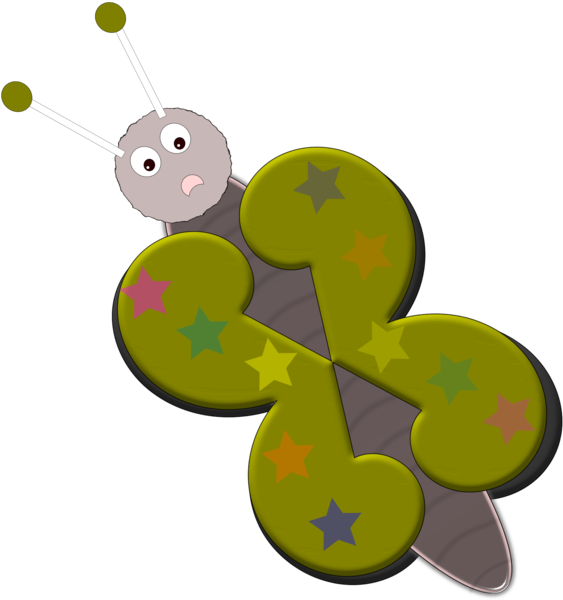 Butterfly Green Animal Coffee Yellow - Cartoon (570x750), Png Download
