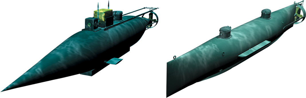 Hunley Prototypes, The Pioneer And The American Diver - First Submarine Invented (1200x380), Png Download