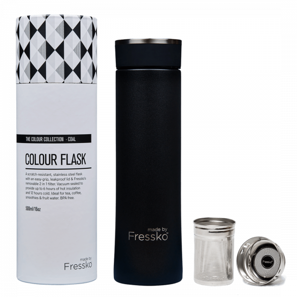 New Stainless Steel Flask Coal 500ml - Water Bottle Tea Infuser (600x600), Png Download