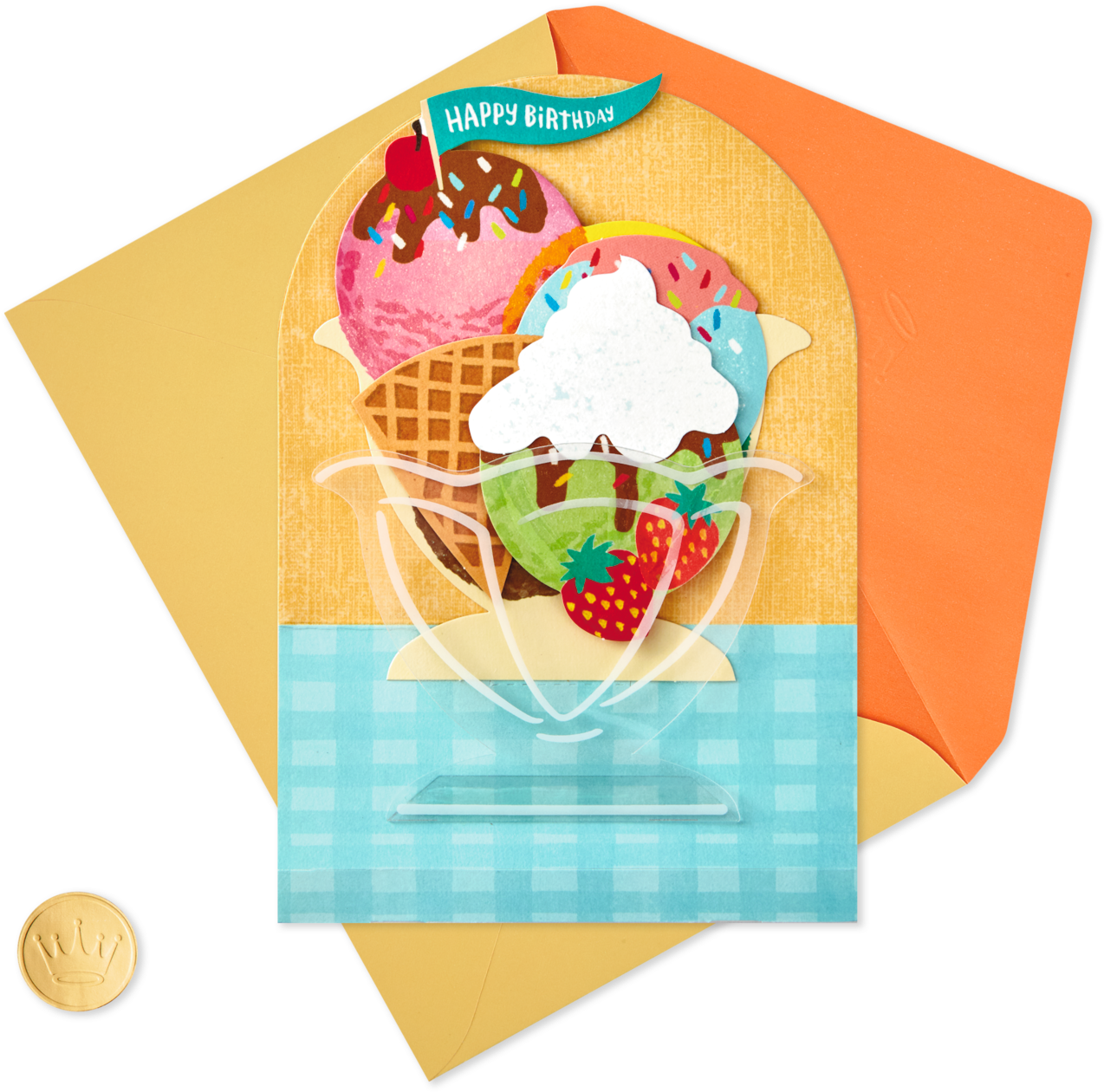 Ice Cream Sundae Pop Up Birthday Card - Gelato (1470x1470), Png Download