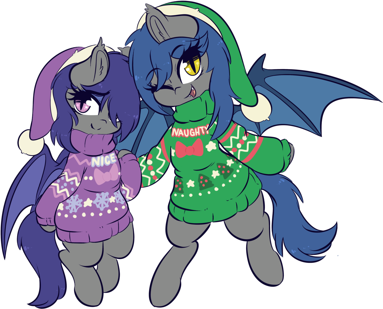 Wickedsilly, Bat Pony, Bat Pony Oc, Christmas, Clothes, - Cartoon (1275x1024), Png Download