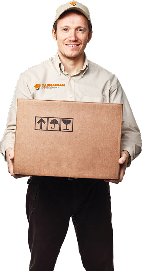 Tasmanian Storage Logistics Worker Holding A Cardboard - Logistics Worker (461x868), Png Download