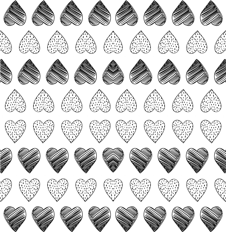 Black And White Valentine's Day Hearts Cute Valentines - Triangle (770x800), Png Download
