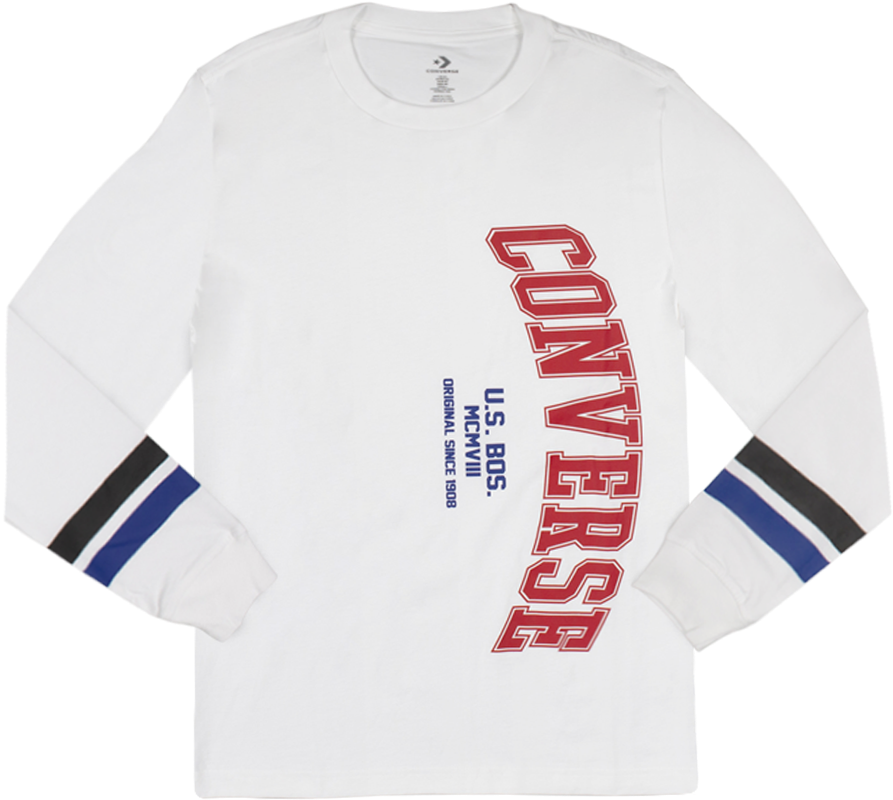 Men Converse Vertical Collegiate Long Sleeve T Shirt - Long-sleeved T-shirt (1200x1200), Png Download
