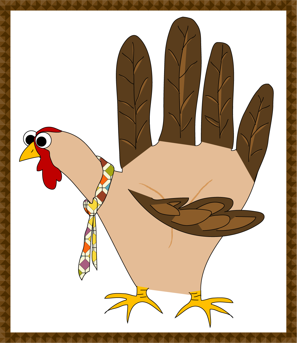 A Cartoon Styled Illustration Of A Fun Turkey Hand - Phasianidae (1140x1316), Png Download