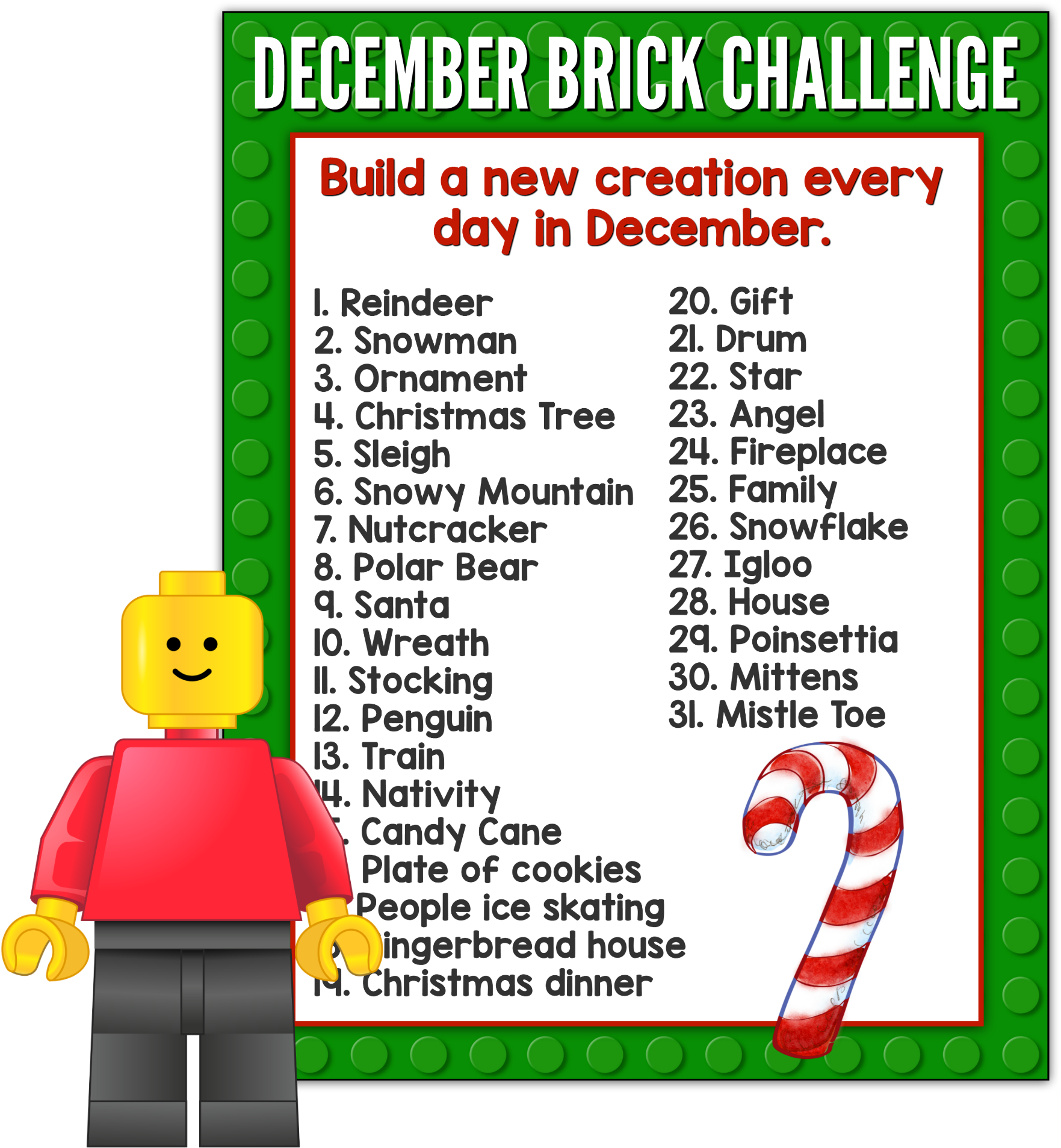 December Brick Challenge - Lego (2000x2000), Png Download