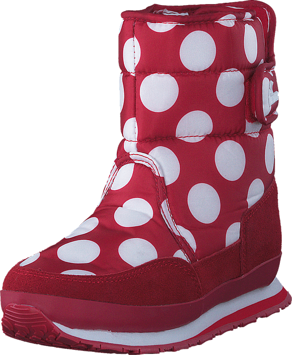 Kids Nylon Prints/suede Red/white Dot - Snow Boot (580x705), Png Download