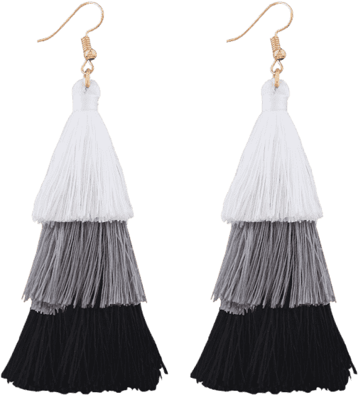 Tassel Layered Hook Drop Earrings - Fringe Fashion Png (558x744), Png Download