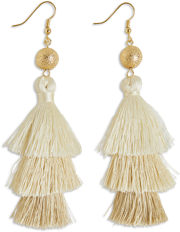 Tassel Earrings White - Earrings (888x888), Png Download