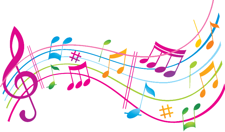 Colorful Music Note Transparent Background (745x439), Png Download