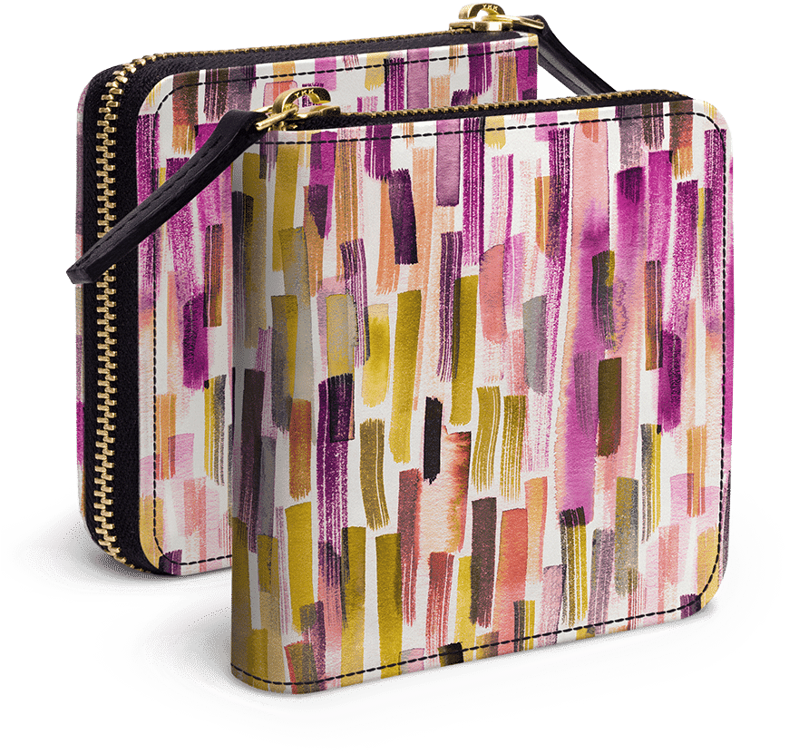 Dailyobjects Colorful Brushstrokes Purple Zip Wallet - Handbag (900x900), Png Download