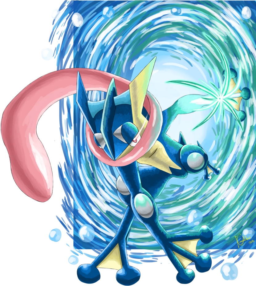 Greninja Water Shuriken - Deviantart Water Shuriken Greninja (846x945), Png Download