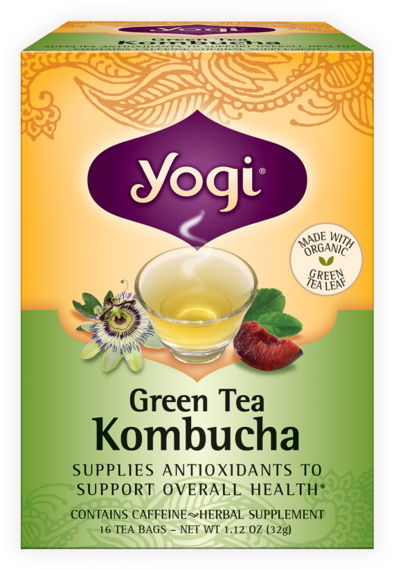 Green Tea With Kombucha, 16 Bags - Yogi Green Tea Kombucha (700x875), Png Download