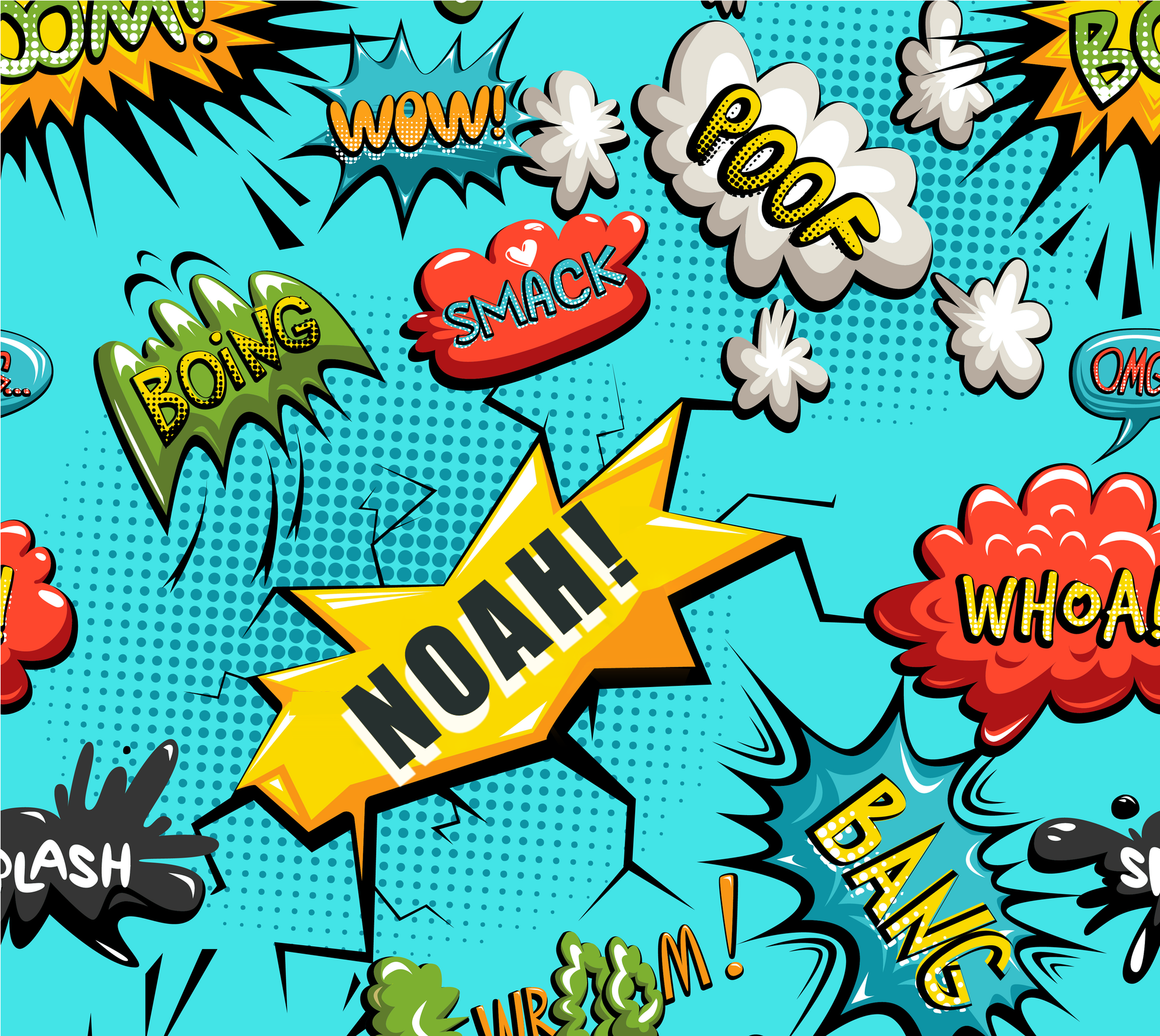Kapow Superhero Personalised Decal (3188x1771), Png Download