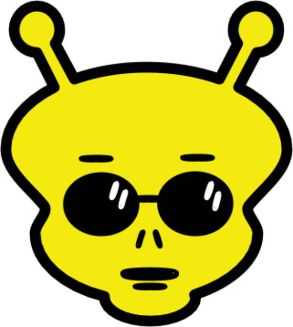 Alien Face With Two Horns Vector Clip Art - Cool Alien (600x669), Png Download
