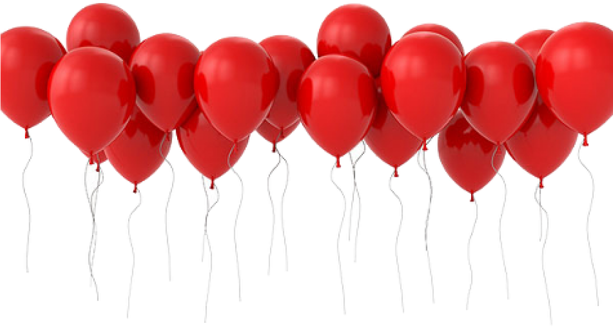 50 Red Balloons - Birthday Cakes And Balloons With Roses (1200x1200), Png Download