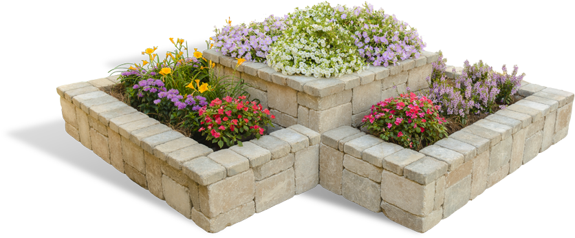 Euro Block Mansfield Planter Bed Mulch Bed - Flower (900x466), Png Download