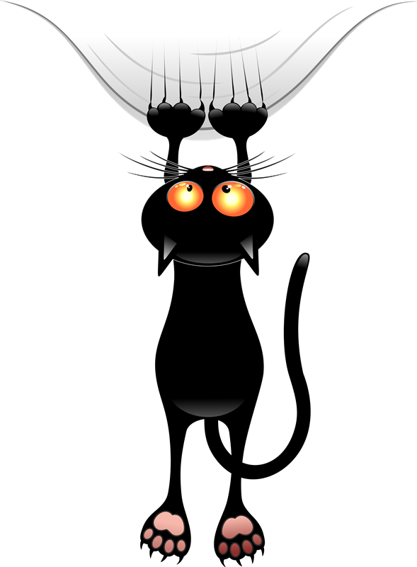 Black Kitten Clip Art Transprent Png Free - Cat Cartoon Hanging (589x800), Png Download