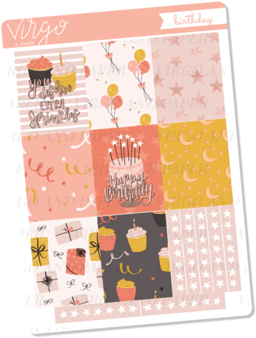 Happy Birthday Full Boxes Sticker Sheet - Paper (500x500), Png Download