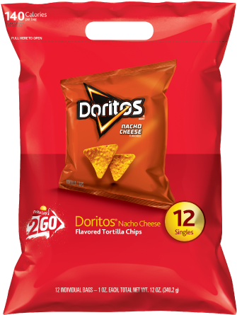 Doritos® Nacho Cheese Flavored Tortilla Chips - Doritos Packs (334x483), Png Download